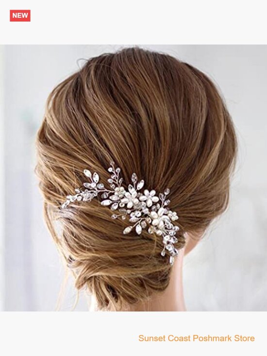 Bridal Hair Comb Silver Pearl Rhinestone Wedding Hair Piece